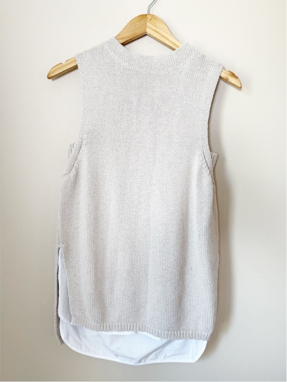 Brochu Walker Layered Sweater Vest Top | Size Small | Oatmeal/Natural